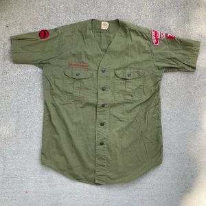 Vintage Official Army Green Boy Scouts of America Shirt, Men’s Medium